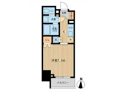 HF上野入谷レジデンス(1K/2階)の間取り写真