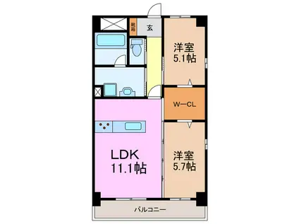 LA MIA CASA(2LDK/4階)の間取り写真