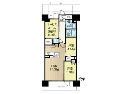 シエリアシティ星田駅前(3LDK/1階)の間取り写真