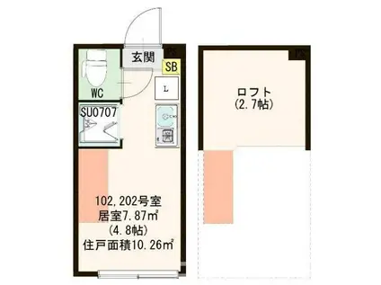 ハーモニーテラス中板橋III(ワンルーム/2階)の間取り写真