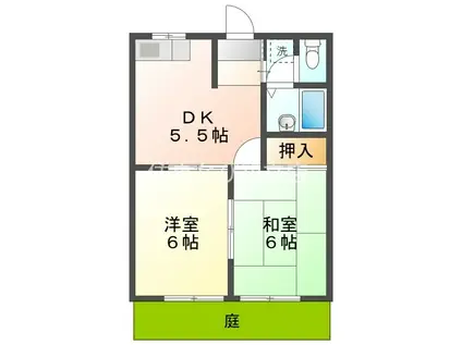 クレセント東栄II(2DK/1階)の間取り写真