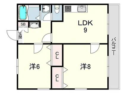 ヴィ フォレスト2(2LDK/2階)の間取り写真