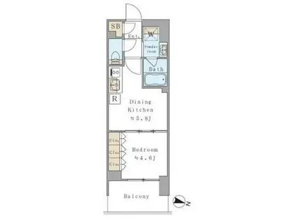 ブリリアイスト両国(1DK/3階)の間取り写真