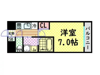 S-RESIDENCE難波大国町UNO(1K/9階)の間取り写真