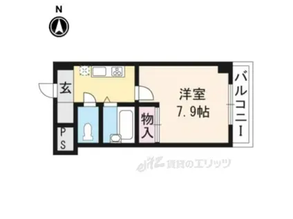 ラポール北白川(1K/2階)の間取り写真