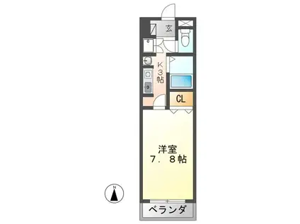 パークサイド桃山(1K/3階)の間取り写真