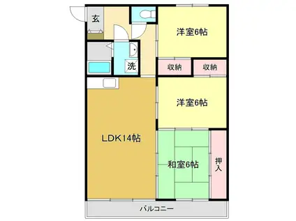 シルキーハイツ(3LDK/3階)の間取り写真