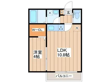 LINO小松島(1LDK/1階)の間取り写真