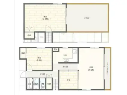 大村ビル(3LDK/3階)の間取り写真