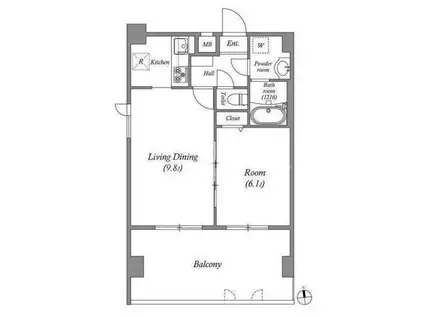 アーバハイツ六町環七北通(1LDK/6階)の間取り写真