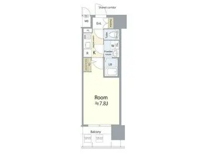 エスリード名古屋サザンプレイス(1K/7階)の間取り写真