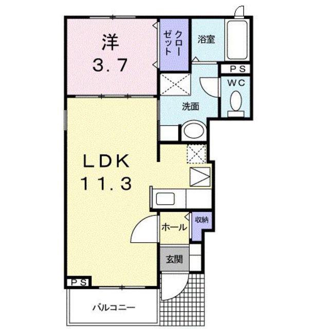ビラ・カメリア(1LDK/1階)の間取り写真