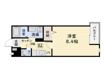 ラピロス武(1K/1階)の間取り写真