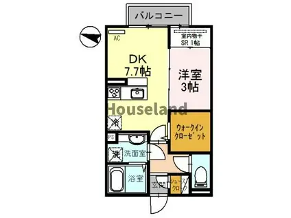 ファミール中之島(1SDK/2階)の間取り写真