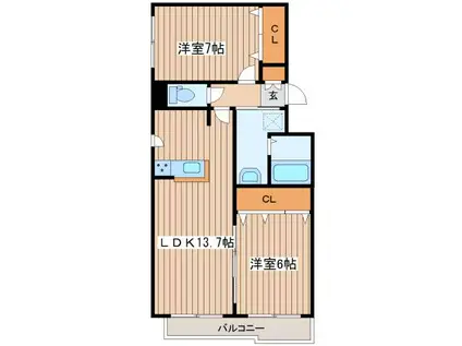 サウス ルミナーレ(2LDK/4階)の間取り写真