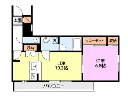 ファーストクラス大学南(1LDK/1階)の間取り写真