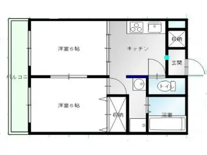 スクエアウィズ2001(2DK/3階)の間取り写真