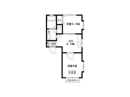 ハイツモミジ(2DK/2階)の間取り写真