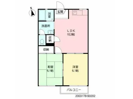 スカイパール(2LDK/2階)の間取り写真