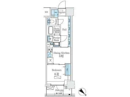 URBAN BREEZE 巣鴨(1DK/6階)の間取り写真