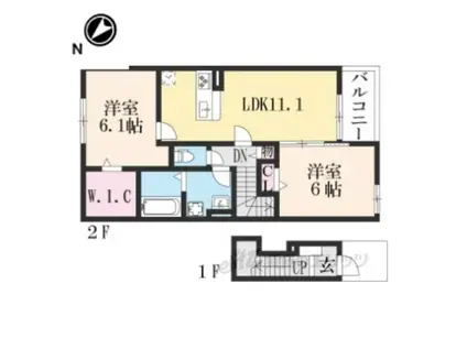 KLAR2(2LDK/2階)の間取り写真