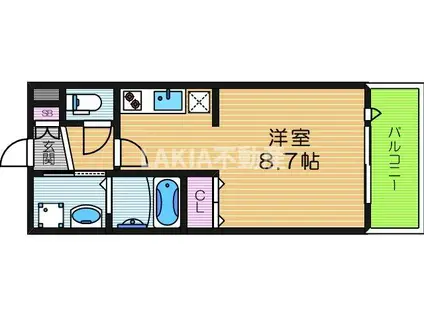 レーヴメゾン東住吉(ワンルーム/2階)の間取り写真