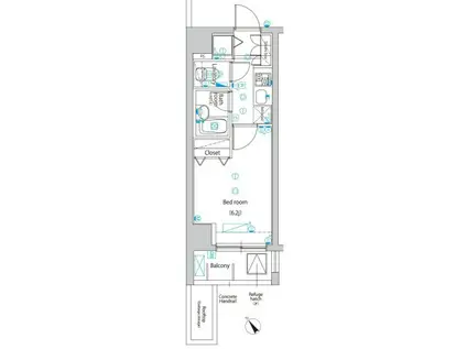 グラントゥルース駒込六義園(1K/2階)の間取り写真