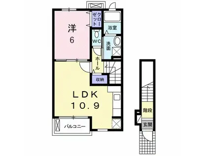 グリーンガーデン・ブリーゼ(1LDK/2階)の間取り写真