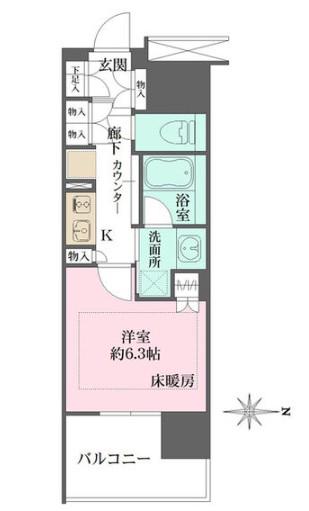 リニアゲートタワー名古屋(1K/4階)の間取り写真