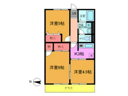 シティハイム コスモIII(3K/1階)の間取り写真