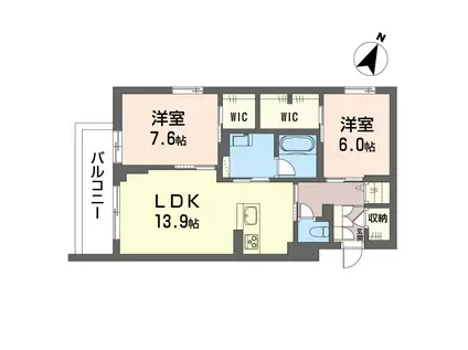 リヴァソーレ(2LDK/3階)の間取り写真