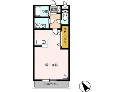 メルローズ(ワンルーム/2階)の間取り写真