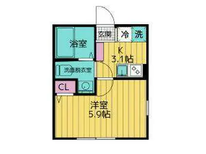 BELL SAISON IKUTA(1K/1階)の間取り写真