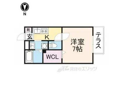 リバービューHIRAKATA(1K/1階)の間取り写真