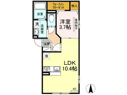 ゆず桑田町(1LDK/3階)の間取り写真