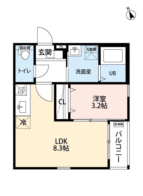 ROBOT HOME 上飯田東町(1LDK/1階)の間取り写真
