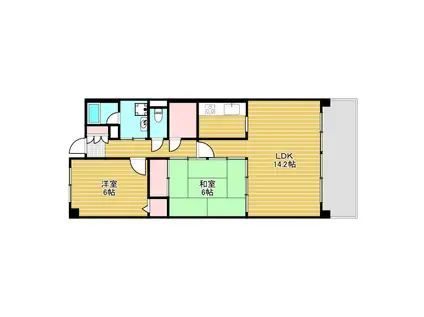 ヴィラ安堂寺II(2LDK/2階)の間取り写真