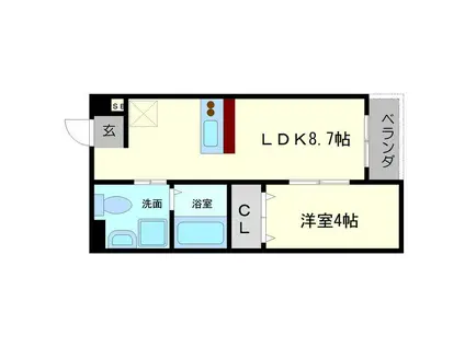 アルル三番館(1LDK/1階)の間取り写真