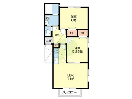 ハイツアマリージョII(2LDK/2階)の間取り写真