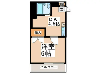 ヒルズ梅野(1DK/3階)の間取り写真
