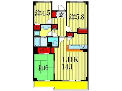 TSGARDEN西船橋(3LDK/6階)の間取り写真