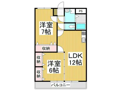マンション山西(2LDK/2階)の間取り写真