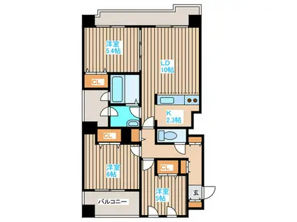 モデナ山鼻(3LDK/3階)の間取り写真