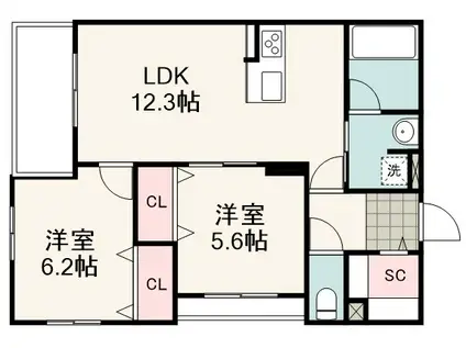 VIOLA桜橋(2LDK/4階)の間取り写真