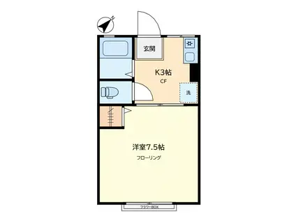 シティハイムイソムラ(1K/2階)の間取り写真