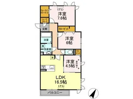 ティアレスI(3LDK/3階)の間取り写真