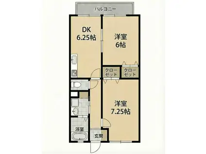 白芳荘30号館(2DK/2階)の間取り写真