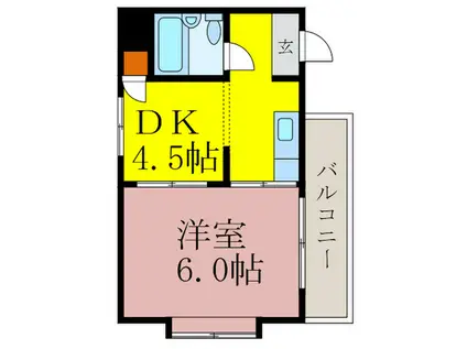 三国パラシオン(1DK/3階)の間取り写真