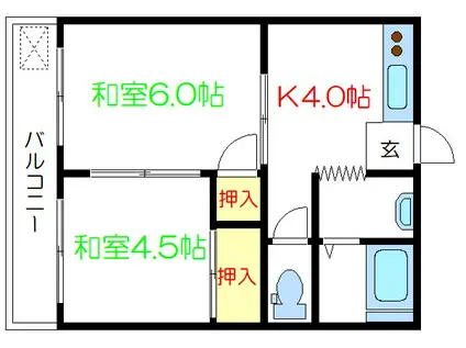 第一コーポ(2DK/3階)の間取り写真