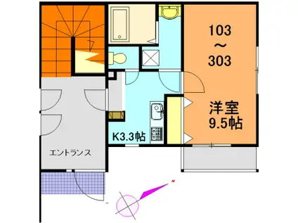 カンタービレ久里浜(1K/1階)の間取り写真